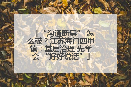 “沟通断层” 怎么破？江苏海门四甲镇：基层治理 先学会 “好好说话”