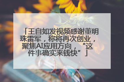 王自如发视频感谢董明珠雷军，称将再次创业，聚焦AI应用方向，“这件事确实来钱快”