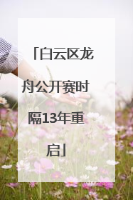 白云区龙舟公开赛时隔13年重启