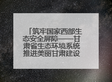筑牢国家西部生态安全屏障——甘肃省生态环境系统推进美丽甘肃建设交出亮眼答卷