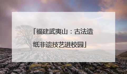 福建武夷山：古法造纸非遗技艺进校园