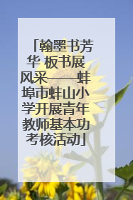 翰墨书芳华 板书展风采——蚌埠市蚌山小学开展青年教师基本功考核活动