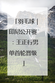 羽毛球｜印尼公开赛：王正行男单首轮晋级