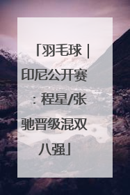 羽毛球｜印尼公开赛：程星/张驰晋级混双八强