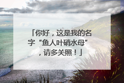 你好，这是我的名字“鱼人叶硝水母”，请多关照！