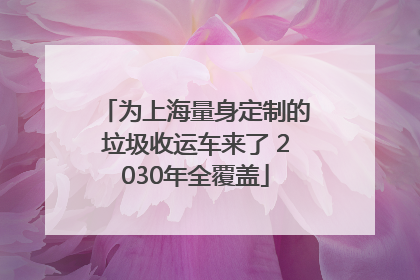 为上海量身定制的垃圾收运车来了 2030年全覆盖