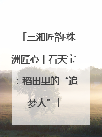 三湘匠韵·株洲匠心丨石天宝：稻田里的“追梦人”