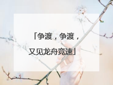 争渡，争渡，又见龙舟竞速