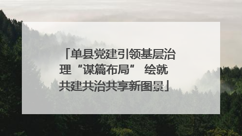 单县党建引领基层治理“谋篇布局” 绘就共建共治共享新图景