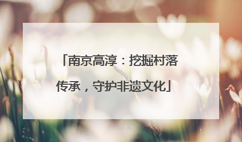 南京高淳：挖掘村落传承，守护非遗文化