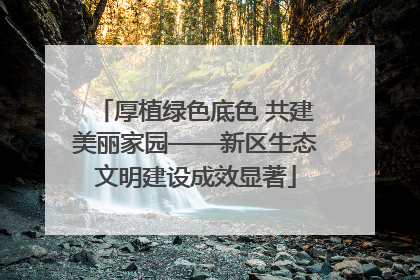 厚植绿色底色 共建美丽家园——新区生态文明建设成效显著