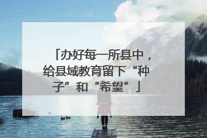 办好每一所县中，给县域教育留下“种子”和“希望”