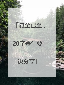 夏至已至，20字养生要诀分享