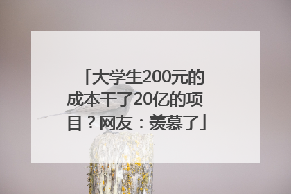 大学生200元的成本干了20亿的项目？网友：羡慕了