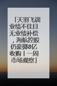 天羽飞训业绩不佳且无业绩补偿，海航控股仍豪掷8亿收购丨一周市场观察