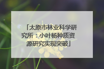 太原市林业科学研究所：小叶杨种质资源研究实现突破