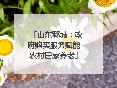 山东郓城：政府购买服务赋能农村居家养老