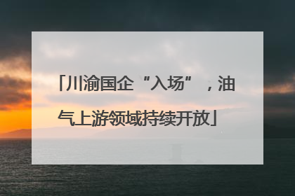 川渝国企“入场”，油气上游领域持续开放