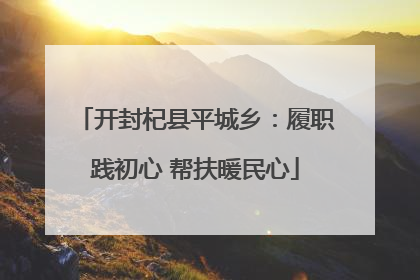 开封杞县平城乡：履职践初心 帮扶暖民心