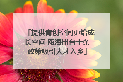 提供青创空间更给成长空间 瓯海出台十条政策吸引人才入乡