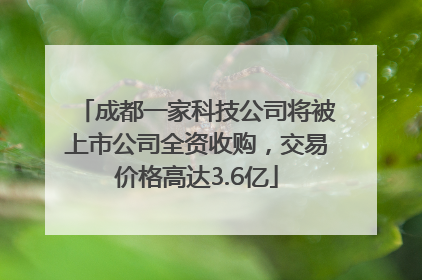 成都一家科技公司将被上市公司全资收购，交易价格高达3.6亿