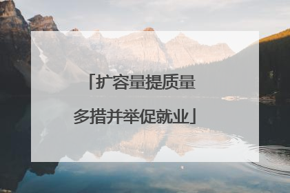 扩容量提质量 多措并举促就业