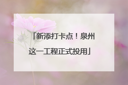 新添打卡点！泉州这一工程正式投用