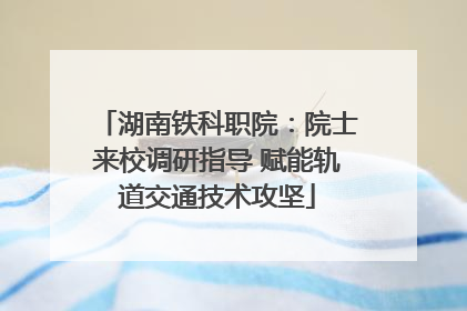 湖南铁科职院：院士来校调研指导 赋能轨道交通技术攻坚