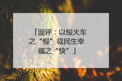 漫评：以慢火车之“慢”载民生幸福之“快”