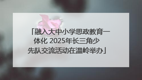 融入大中小学思政教育一体化 2025年长三角少先队交流活动在温岭举办