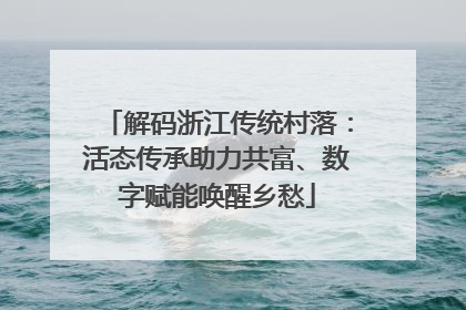 解码浙江传统村落：活态传承助力共富、数字赋能唤醒乡愁