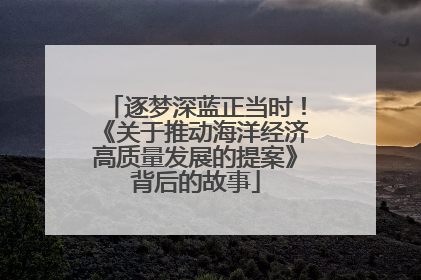 逐梦深蓝正当时！《关于推动海洋经济高质量发展的提案》背后的故事