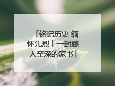 铭记历史 缅怀先烈丨一封感人至深的家书