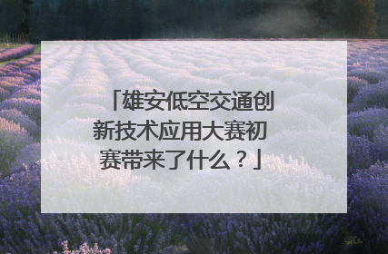 雄安低空交通创新技术应用大赛初赛带来了什么？