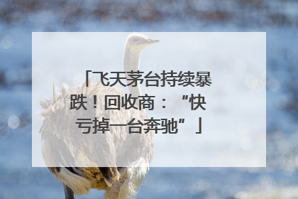 飞天茅台持续暴跌！回收商：“快亏掉一台奔驰”