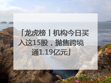 龙虎榜丨机构今日买入这15股，抛售跨境通1.19亿元
